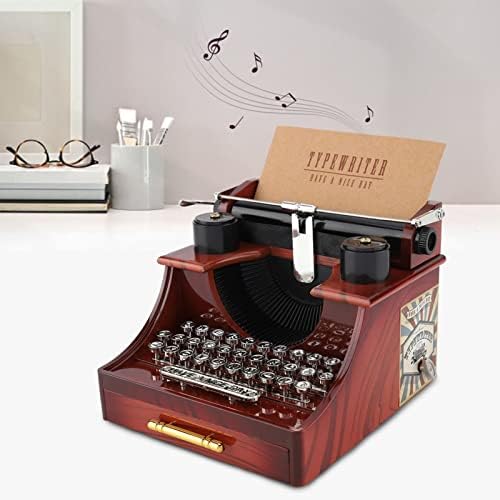 Музичка кутија Plplaaobo, мини гроздобер машина за машина за пишување механичка музичка кутија со фиока за домашни канцелариски студии