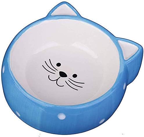 Wyxy керамички чинии за мачки за храна и вода, чинија за добиточна храна со симпатично лице за мачки, погоден за кутриња, мачки