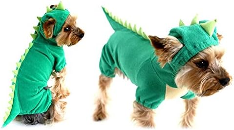 Костим за дизајн на диносаурус на кучиња Накоко, зелена облека за миленичиња за средно и големо куче