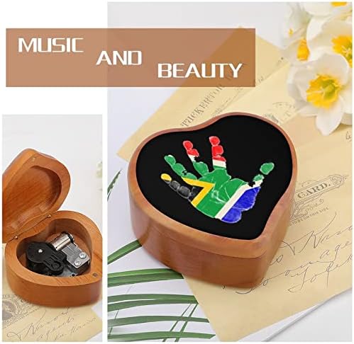 Јужна Африка знаме палма часовник музичка кутија гроздобер дрвена форма во облик на музички кутии играчки подароци украси
