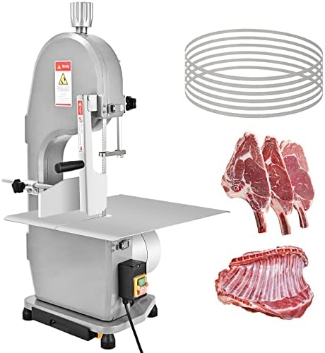 DIYAREA 1500W Комерцијална коска машина за коска Електрична замрзнато замрзнато месо од коска со 6 пилани лопати 0,4-7inch Дебелина Машина за сечење на месо 15x19inch Workbench за фаб?