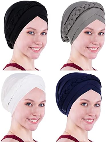 Coolwife Хемо карцином турбани капа, испреплетена плетенка за коса, обвивка за опаѓање на косата, капачиња за глава на глава