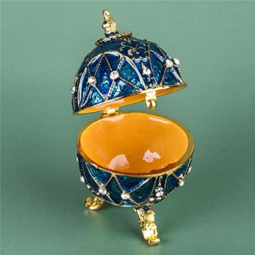 Yu feng blue faberge ornaments јајце колекционерски, рачно насликани велигденски јајце кристално накит за накит кутија шарки