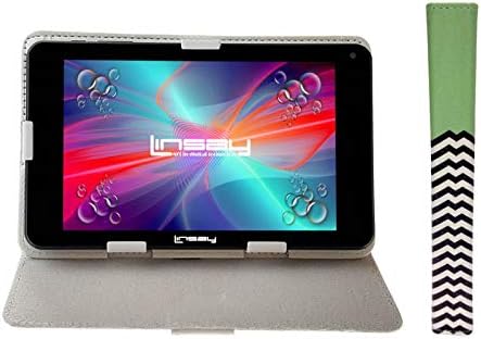 Linsay® 7 HD екранот Quad Core Table со кожен случај со зелени линии