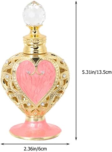 Амосфун гроздобер стаклен парфем шишиња со срцев облик празен пополнување на парфем шише Декоративно шише со парфеми со дијамант за свадбениот
