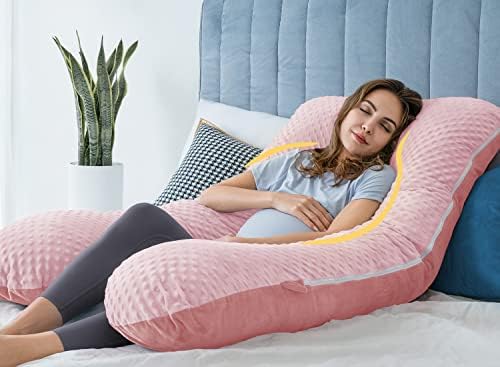 Перница за бременост на кралицата Роуз, перници во форма на бременост во форма за спиење, розова породилна перница за тело за бремени