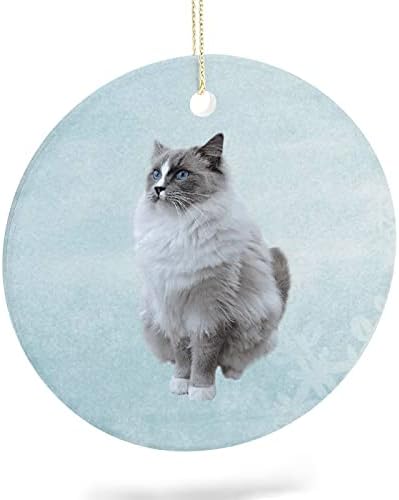 2021 Божиќен украс керамички двострани печатени кружни украси за Божиќни смешни миленичиња зачувување идеи подарок новогодишно дрво виси украси