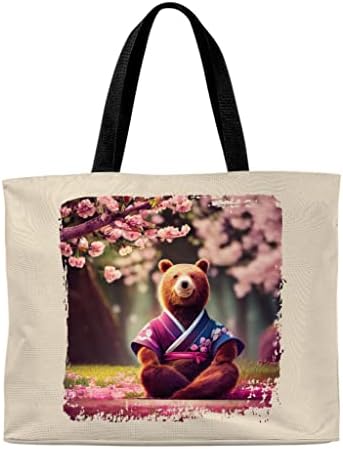 Торба за торбичка со цреша од цреша - торба за отпечатоци од мечка - торба за тоте на Кимоно