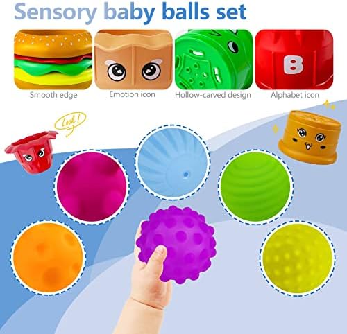 Рохсе Монтесори Играчки За Бебиња 6-12 Месеци, Бебе Градежни Блокови, Топки за Бебиња &засилувач; Бања Прстен За Бебиња 6 Месеци &засилувач;