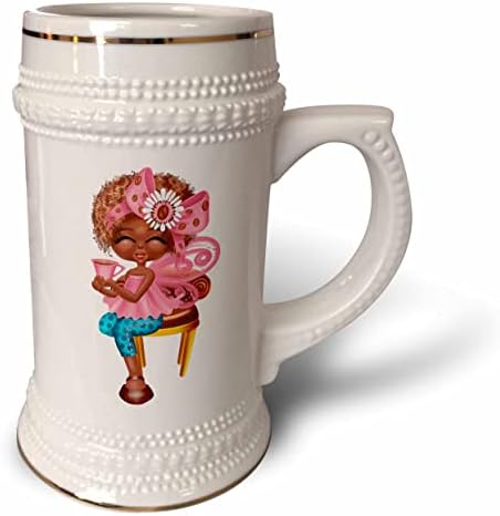 3drose Симпатична афроамериканска гламурска девојка илустрација на девојче - 22oz Штајн кригла