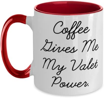 Gag Valet подароци, кафе ми ја дава мојата моќност, инспириран роденден два тона 11oz кригла од мажи жени, смешна валетна кригла,