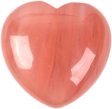 Синтетички цреша кварц срцев кристал лековити камења големи подуени loveубовни срца Реики загрижени палми од палма од 1,8 инчи