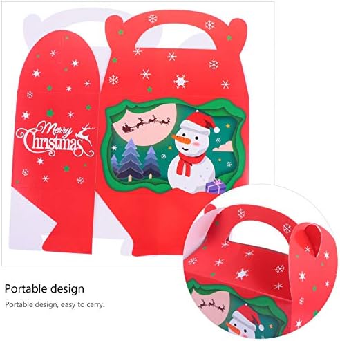 Cabilock 10 парчиња Божиќен третинг кутии цртани филмови за подароци за подароци за бонбони кутии празнични кутии со рачка за Xmase eve Party Party Supplies Goodie Sweert