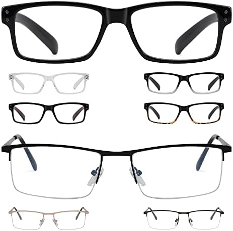 Очила за читање на гуми 8 пара класични лесни правоаголни читатели на жени за жени +2,50