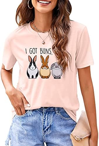 Велигденски кошули за жени зајаче маица симпатична зајачка графичка графичка маичка обични кратки ракави врвови за зајаци