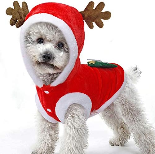 Смајлиј Санта Елк Костим за кучиња Божиќ домашно милениче качулка облека куче домашно милениче облека зимска есенска есен за кученце