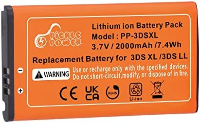Батерија за напојување со марината за напојување 3DS XL, 2000mAH SPR-003 Замена на батеријата за Nintendo New 3DS XL, 3DS XL,