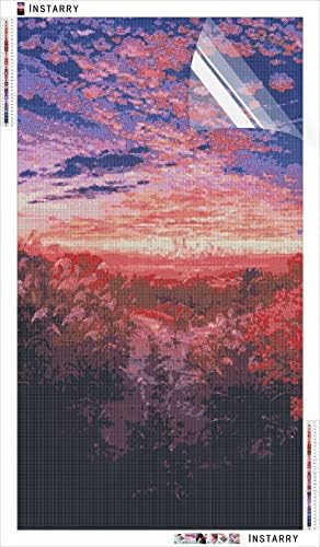 Интар 5Д Дијамантски комплети за сликање со голема големина на зајдисонце пејзажи цвеќиња мозаик ригинестони Везници за домашни украси 31,5х15,7