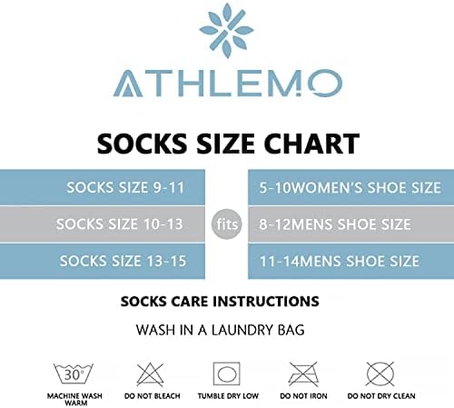 Атмото 6 пара бамбус дијабетични чорапи за мажи без обврзувачки циркулациони екипа непречен и перниче за дишење анти-одори црно 9-11
