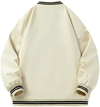 Uofoco Долг ракав јакна мажи колеџ есенска јакна со отворена мода мека патент во боја, шишиња со болички дуксери полиестер