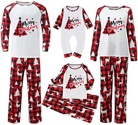Семејство XBKPLO Set Loungewear Sleepwear, божиќна пижама сетови за семејство на три соодветни фланели пижами семејство за дневна облека О