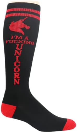 Мокси чорапи црно-црвено супер еднорог колено фитнес чорапи