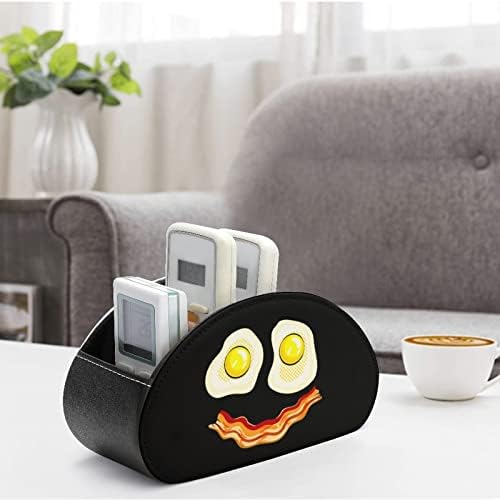 Пржени јајца сланина смешна насмеана држач за далечински управувач на лице со 5 оддели ТВ далечински организатор за складирање