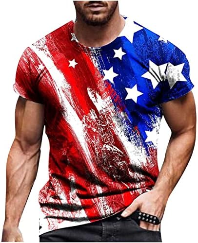 lcepcy mens патриотски маички со американско знаме печатено екипаж на вратот со кратки ракави за кратки ракави на 4 -ти јули облека за маици