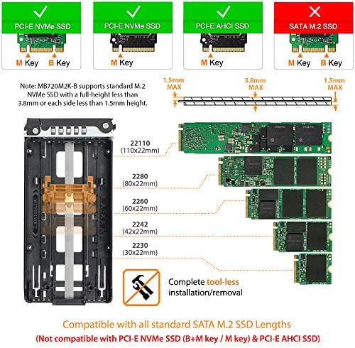 ЛЕДЕНО ПРИСТАНИШТЕ Солиден 4 x M. 2 NVMe SSD PCIe 4.0 Мобилни Решетката Комплет за 5.25 Залив | ToughArmor MB720M2K-B