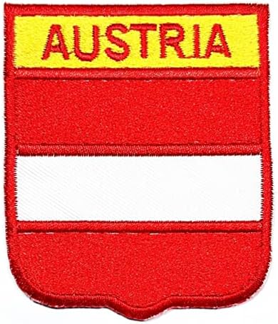 Кленплус 2, 6Х2, 3 ИНЧИ. Знаме на австрија Везена Апликација Железо На Шие На Печ Плоштад Форма Знаме Земја Закрпи За Декоративна Поправка