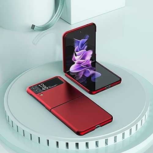 Cresee Случај За Samsung Galaxy Z Flip 3 5G 2021, Тенок Фит Мат Компјутер Покритие Телефон Случај За Galaxy Z Flip3-Црвено