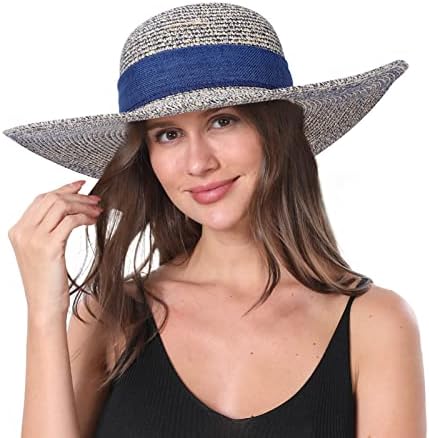 Слатко сонце капи за жени широки обликувани преклопни летни капа УВ заштита на флопи плажа капи