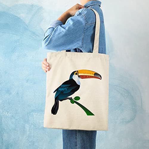 Симпатична торба за платно на птици Toucan со рачки што може да се употреби намирници за купување на плажа чанта за патувања за патувања