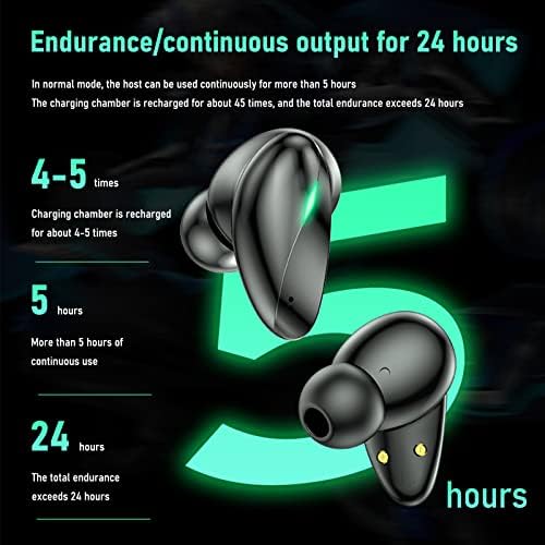 Слушалки за Bluetooth, безжични ушни уши, Bluetooth 5.2 Спортски ушни уши со RGB светло и безжично куќиште за полнење, Слушалки