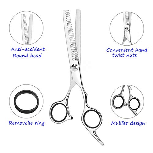 Есој Професионални Ножици За Разредување Ножици За Сечење Заби За Коса, Ножици За Фризури Од Нерѓосувачки Челик Со Завртка За