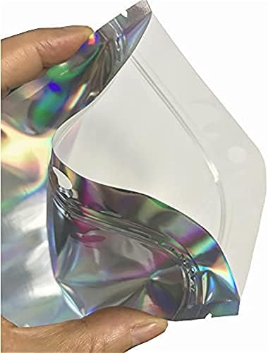 100 парчиња холографски Повторно запечатливи Миларни кеси за забава фаворизираат складирање храна топлинска заптивка торбичка од алуминиумска