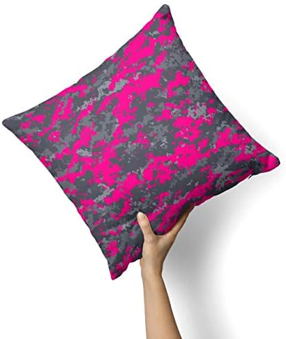 Iirov Bright Pink V2 и Grey Digital Camumluck - Прилагодено украсен украс за домашна или отворена капа за фрлање перница за софа, кревет или перница од кауч