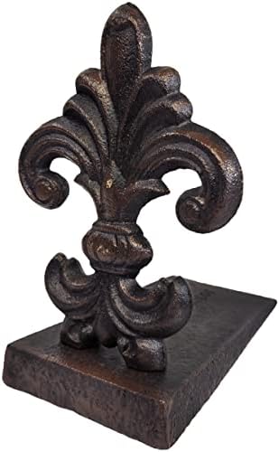 Лулу декор, леано железо Флеур де Лис Стоп, стоп на кралската врата во античка црна завршница, 4 килограми 1oz