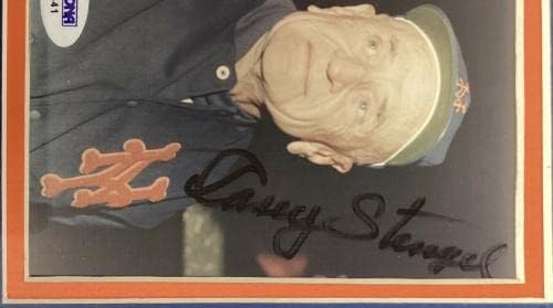 Кејси Стенгел потпиша Фото 5x7 Бејзбол NYујорк Mets Autograph Mgr HOF PSA/DNA врамени - автограмирани фотографии од MLB