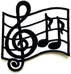 Бели музички белешки g Clef Осми музички скала класично шиење железо на везена апликација значка знак за крпеница и др.