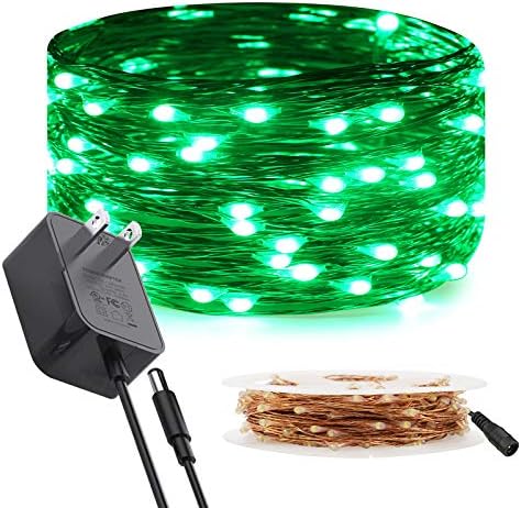 Ruichen Bopper Wire Fairy Lights приклучи на 33 ft 100 LED жичани светла со количка, зелена боја