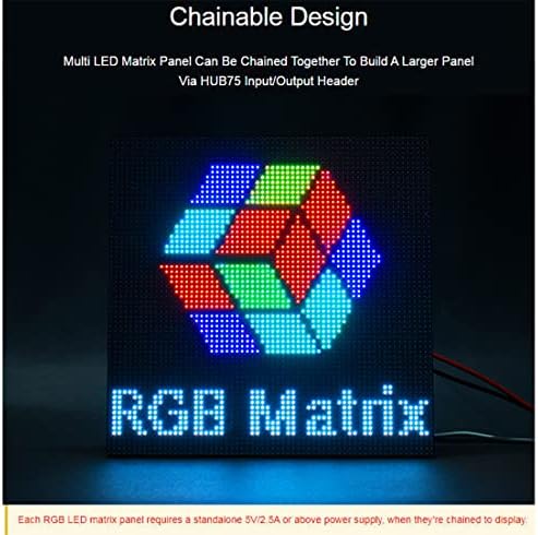 64x32 2048 RGB Подредена во боја LED матрица панел 2.5мм терен P2.5, приказ на текст / шарена слика / анимација прилагодлив дизајн на осветленост, компатибилен со Raspberry Pi / Raspberry P