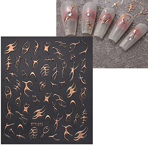Даннези 8 листови рибини линии налепници за нокти 3Д бронзинг ленти линии за нокти налепници за уметност метални ленти нокти декорации самостојно