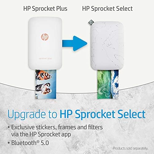 HP Sprocket Plus Instant Color Photo печатач, печатете 30% поголеми фотографии на 2,3x3.4 леплива хартија поддржана-бела