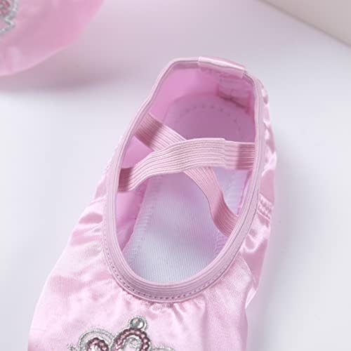 Вернлан Девојки Деца Sequins Dance Ballet Shoes Slippe for Balerina Ballroom Gymnistic Prick Prink Crown 28