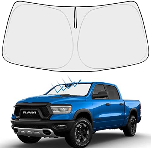 Proadsy Front Whindhield Sun Shade Sundable Sunshade Protector Custom Fit 2019 2020 2021 2022 2022 2023 Dodge RAM 1500 2DR RegernCab,