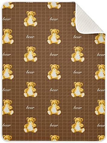 Кигаи пиксели мечка бебе ќебе за девојчиња за момчиња, мека пријатна реверзибилна расадник примајќи ќебе за леб за деца со шетач за