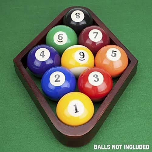 Сет на решетки за топка на Brybelly Billiard - лавици за базени со дијаманти и триаголник за игри со 8 топка и 9 -топки - махагони дамки дрво, официјална регулатива со големина