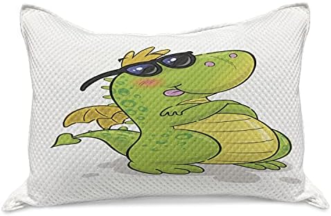Ambesonne Dragon плетен ватенка перница, смешен карактер во стил