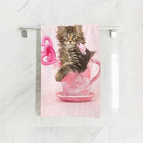 Алаза Микрофибер салата за крпи мачиња мачка во чаша в Valentубените, брзо сушење спортска фитнес потта за лице за миење на лицето 15 x 30 инчи